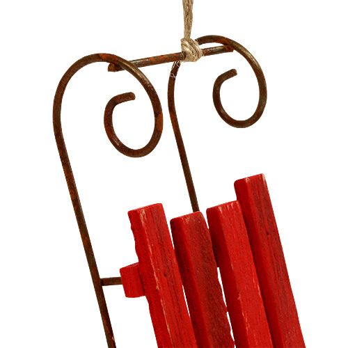 Product Wooden Sledge for Hanging Red 12cm x 4.5cm x 3.5cm 6 pcs
