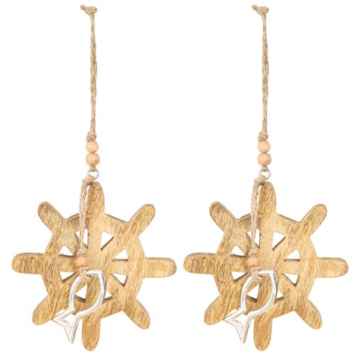Product Wooden steering wheel decoration metal fish pendant Ø12cm 2pcs