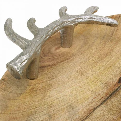 Floristik24 Wooden tray round with antler handle decorative tray rustic Ø39cm