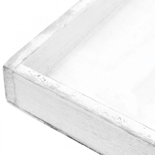Floristik24 Decorative tray white square wooden tray shabby chic 24.5×24.5cm