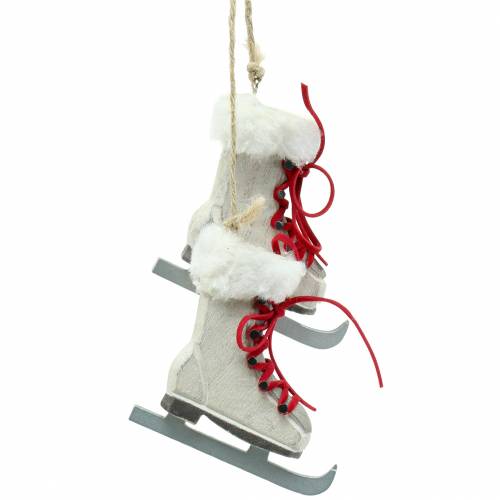 Floristik24 Wooden ice skate white for hanging 8cm 3pcs