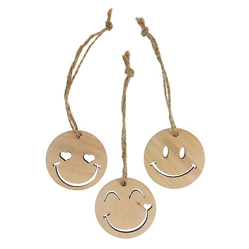 Product Wooden pendant Emoticon Emoticon® Ø4cm natural 24 pcs