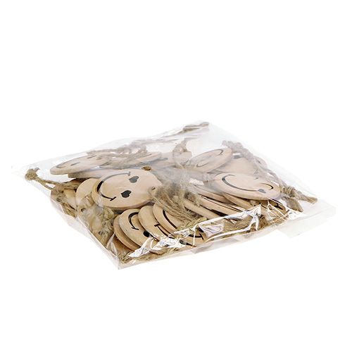 Product Wooden pendant Emoticon Emoticon® Ø4cm natural 24 pcs