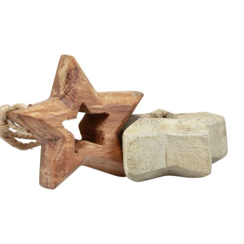 Product Wooden Pendants Wooden Stars Natural Christmas Tree Decoration Ø4.5cm 8 pcs