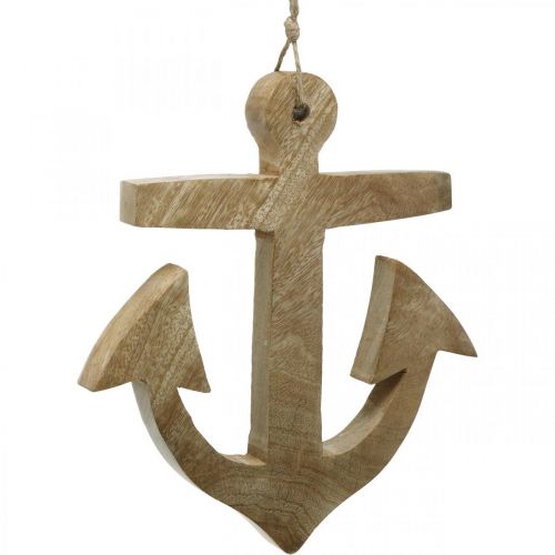 Floristik24 Hanging Anchor Mango Wood Nautical Hanger Natural H24.5cm