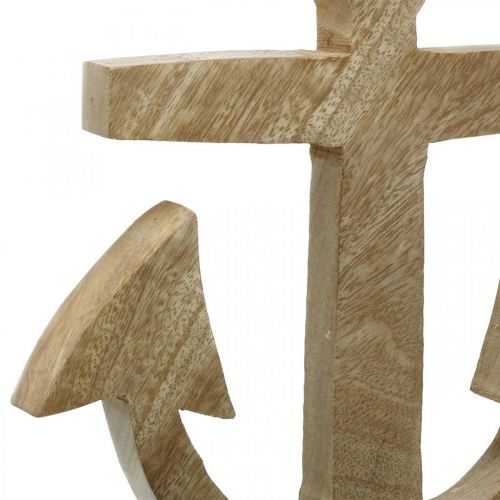 Product Hanging Anchor Mango Wood Nautical Hanger Natural H24.5cm