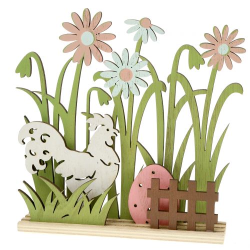 Product Wooden spring decoration with cock H21cm