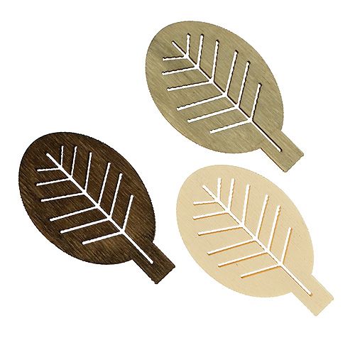 Floristik24 Wood leaves sorted 4cm nature 72pcs