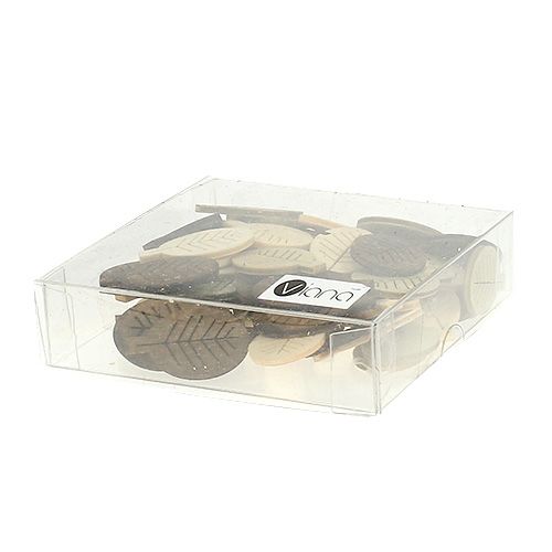 Floristik24 Wooden leaves assorted 4cm natural 72 pcs
