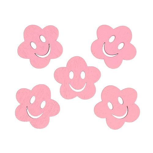 Floristik24 Wooden flower with face Rosa 2,5cm 48pcs