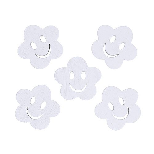 Floristik24 Wooden flower with face White 2,5cm 48p