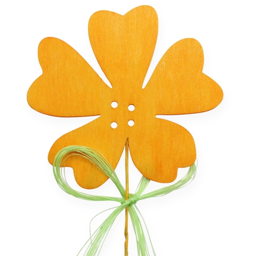 Product Wooden flowers on wire pick 7cm, 28cm 24pcs