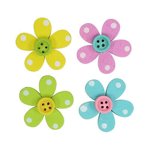 Floristik24 Wooden flower to scatter colored. 3cm 24pcs