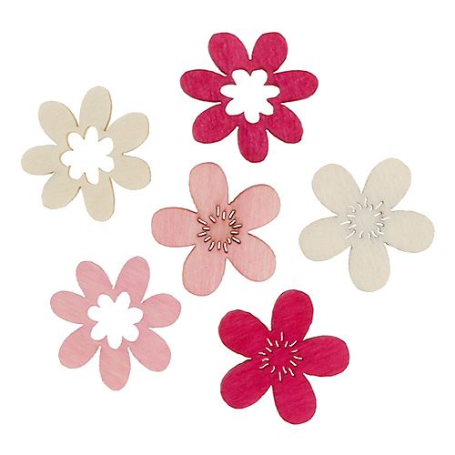 Floristik24 Wooden flowers streudeko 2cm Pink ass. 144St