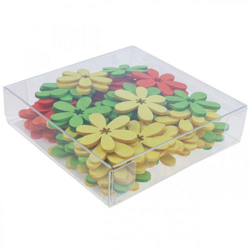 Product Wooden flowers scatter decoration flowers wood yellow/orange/green Ø4cm 72 pcs
