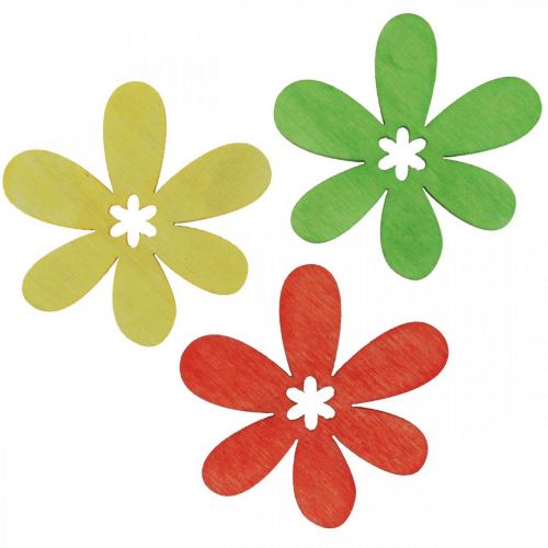 Floristik24 Wooden flowers scatter decoration blossoms wood yellow/orange/green Ø4cm 72p