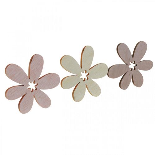 Floristik24 Wooden flowers scatter decoration flowers wood beige/yellow/pink Ø4cm 72 pcs