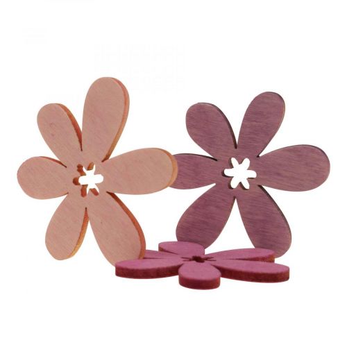 Floristik24 Wooden flowers scatter decoration blossoms wood purple/violet/pink Ø2cm 144p