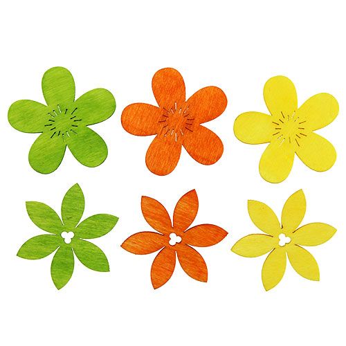 Floristik24 Wooden flowers 4cm ass. 72pcs