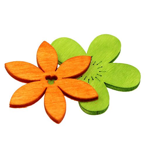 Product Wooden flowers 4cm ass. 72pcs