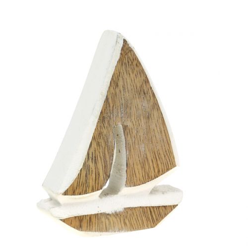 Floristik24 Deco boat made of mango wood, white, 10.5cm x 8.5cm