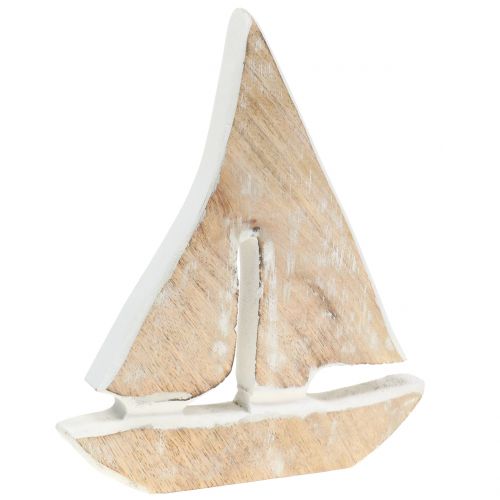Floristik24 Deco boat made of mango wood, natural, white 21cm x 18cm