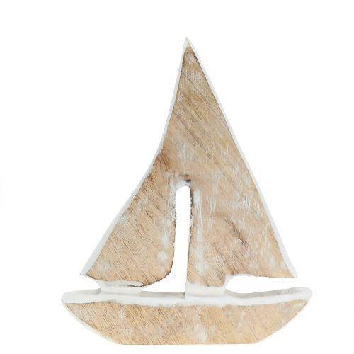Floristik24 Deco boat made of mango wood, natural, white 21cm x 18cm