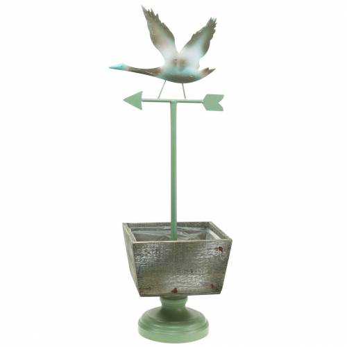 Floristik24 Plant pot with foot weathervane wood natural/green 26x20cm H68cm