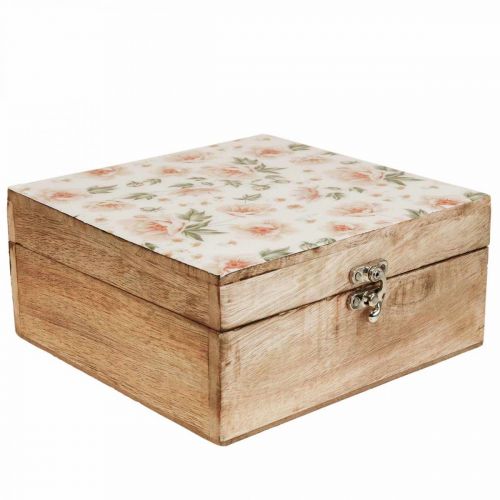 Wooden box with lid jewelry box wooden box 20×20×9.5cm