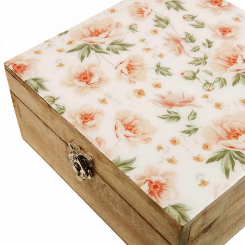 Wooden box with lid jewelry box wooden box 20×20×9.5cm