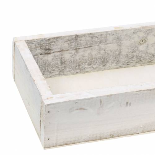 Floristik24 Shabby Chic Wooden Tray White Rectangular 37.5cm x 14.5cm H6.3cm