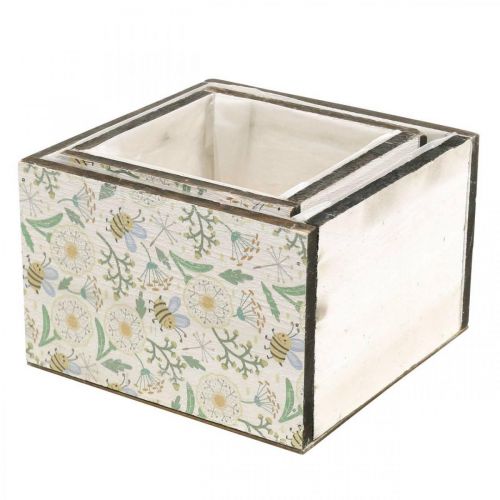 Product Boxes for planting, wooden decoration, decorative box with bees, spring decoration, shabby chic L15/12cm H10cm set of 2