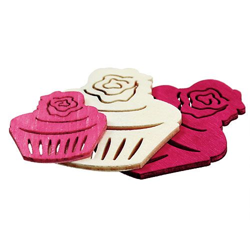 Product Wooden cupcakes table decoration pastel colors muffins birthday decoration 24 pcs