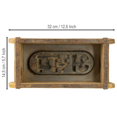 Product Wooden decoration vintage brick shape brown, rust 31×14.5cm H9cm