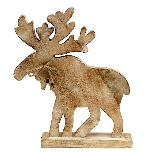 Floristik24 Decoration made of wood moose H 34.5cm W 29cm nature