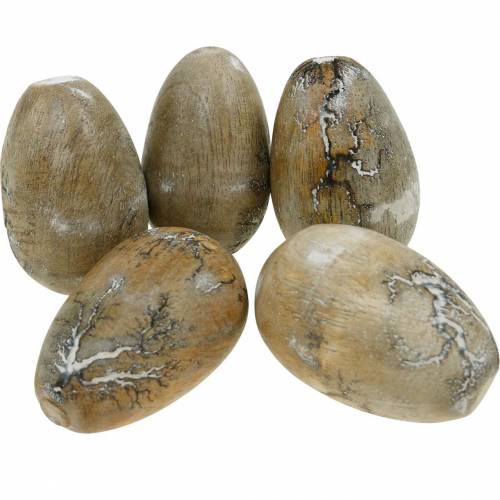 Floristik24 Deco chicken egg, Easter eggs made of mango wood natural 12 pieces