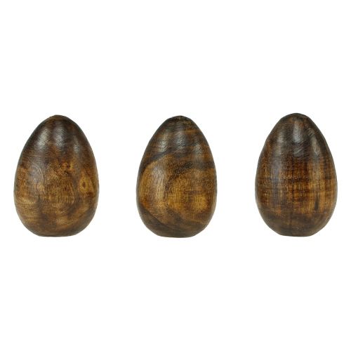 Product Wooden eggs brown mango wood Easter eggs made of wood H8cm 3pcs