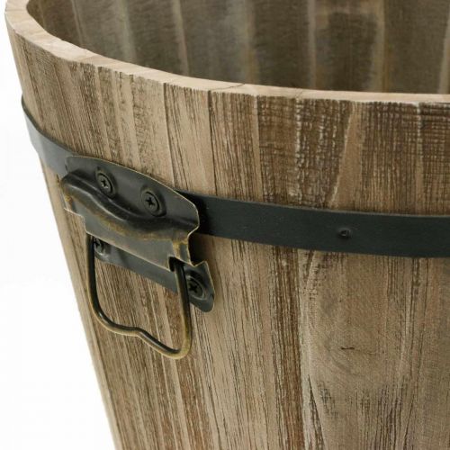 Product Planter wood round with handles Vintage plant pot Ø40cm