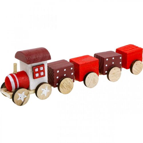 Wooden Railway Decoration Christmas Train Red L20cm H6cm 2 pcs