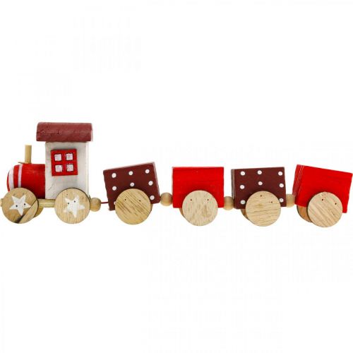 Product Wooden Railway Decoration Christmas Train Red L20cm H6cm 2 pcs