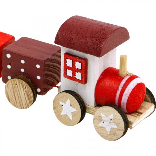 Product Wooden Railway Decoration Christmas Train Red L20cm H6cm 2 pcs