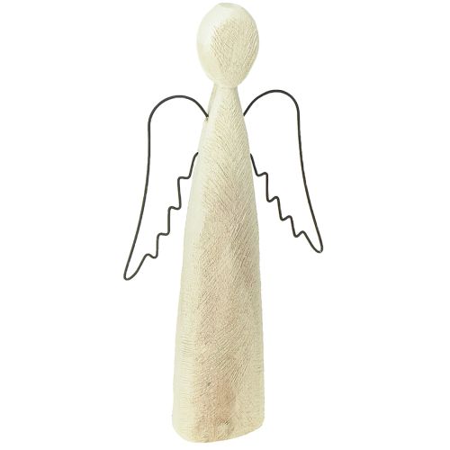 Wooden angel natural guardian angel wooden figure modern H27.5cm