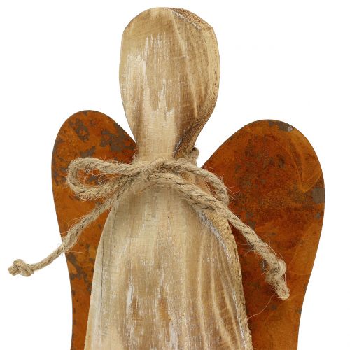 Product Wooden angel with rust wings 38x13.5cm