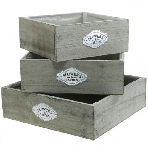 Floristik24 Plant box wood vintage metal sign gray 28/33/37cm set of 3