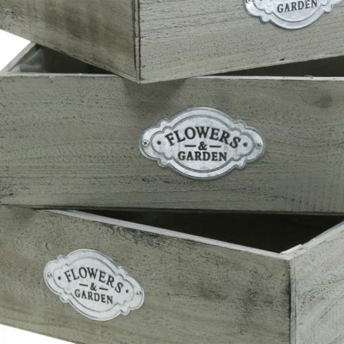 Floristik24 Plant box wood vintage metal sign gray 28/33/37cm set of 3