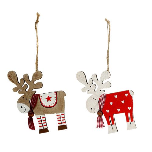 Floristik24 Wooden figure moose for hanging 11cm sort.12St