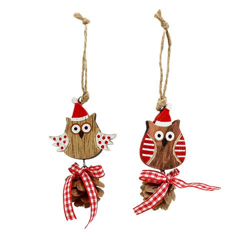 Floristik24 Wooden figure owl with cones 8cm nature 10p