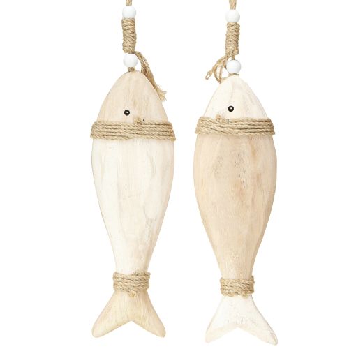 Floristik24 Wooden fish decoration maritime pendant Paulownia wood 27cm 2pcs