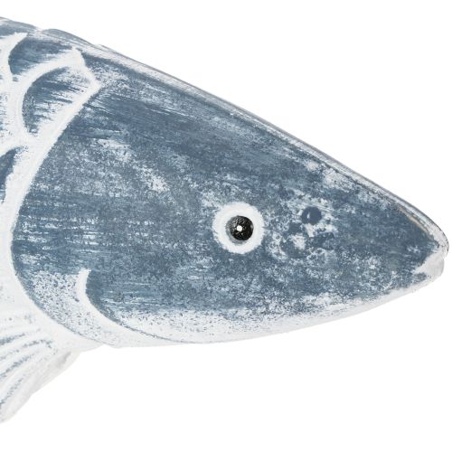 Wooden fish in blue and white, fish decoration, wood flour, 35cm, 1 piece | Floristik24.co.uk