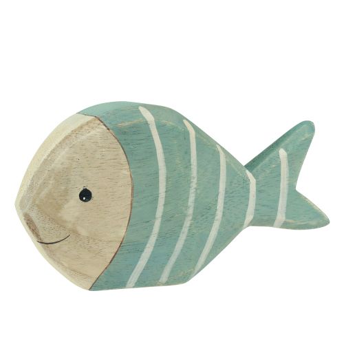 Floristik24 Wooden fish decorative fish to stand light blue natural 18×10cm
